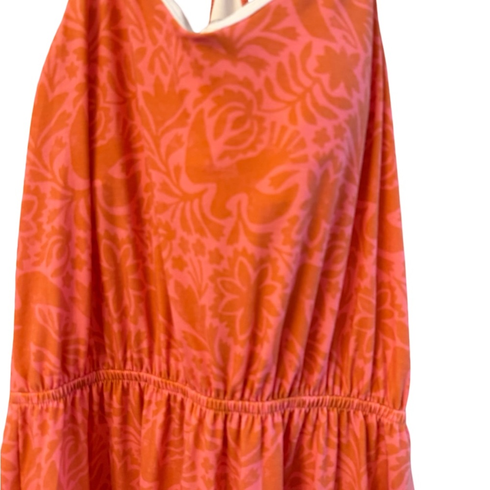 Prana Orange Floral Spaghetti-Strap Midi Dress - Picture 6 of 9